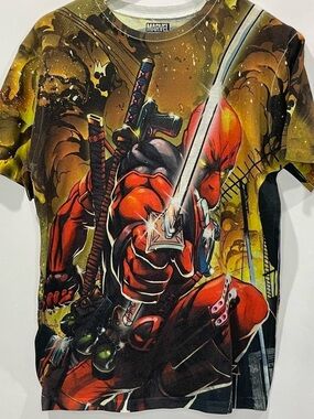 Marvel Deadpool All-Over Print Tee - Red, Black & Yellow
